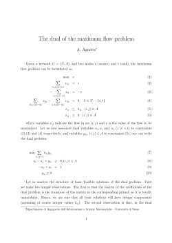 The dual of the maximum flow problem