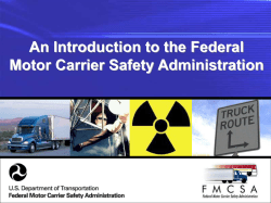 Introduction to the Federal Motor Carrier Safety Administration