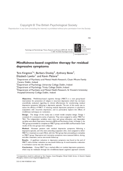 Mindfulness-based cognitive therapy for residual depressive