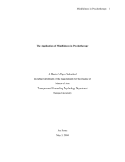 The Application of Mindfulness in Psychotherapy