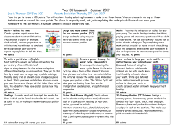 Year 3 Homework – Summer 2017