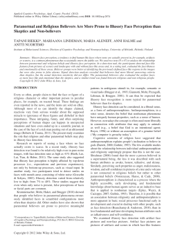 Paranormal and Religious Believers Are More Prone to Illusory Face