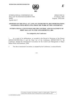International Convention for the control and management of