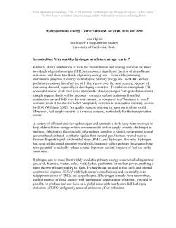 Hydrogen as an Energy Carrier: Outlook for 2010, 2030 and 2050