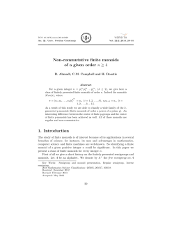 Non-commutative finite monoids of a given order n &ge; 4 1. Introduction