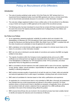 Policy on Recruitment of Ex-Offenders
