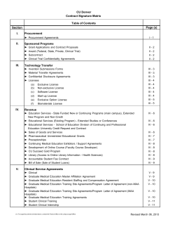 CU Denver Contract Signature Matrix Table of Contents Section