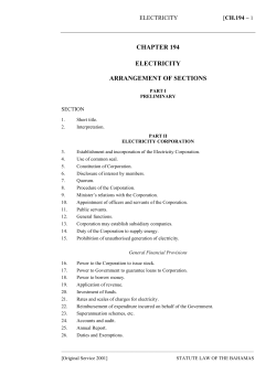 Electricity Act - Bahamas Legislation