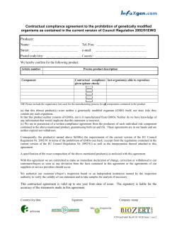 Contractual compliance agreement to the prohibition