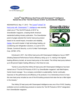 Carrier® High Efficiency Heat Pump with Greenspeed™ Intelligence