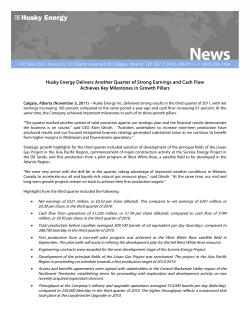 Husky Energy Delivers Another Quarter of Strong Earnings and