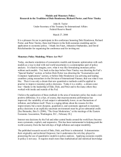 Models and Monetary Policy: