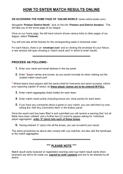 HOW TO ENTER MATCH RESULTS ONLINE