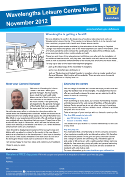 November 2012 Wavelengths Leisure Centre News