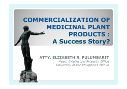 COMMERCIALIZATION OF MEDICINAL PLANT PRODUCTS : A