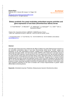 Dietary probiotic live yeast modulates antioxidant enzyme activities