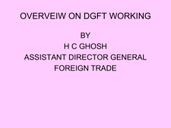 Presentation of DGFT, Kolkata - Department of Industry, Jharkhand