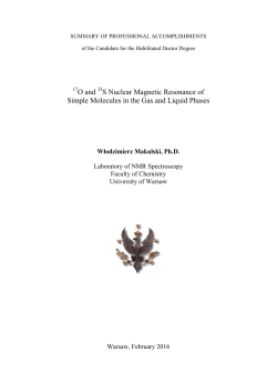 O and S Nuclear Magnetic Resonance of Simple Molecules in the