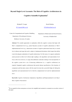 Beyond Single-Level Accounts: The Role of Cognitive Architectures