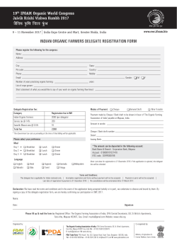 INDIAN ORGANIC FARMERS DELEGATE REGISTRATION FORM