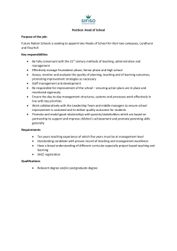 Position: Head of School Purpose of the job: Future Nation Schools