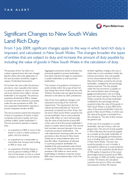Significant Changes to New South Wales Land