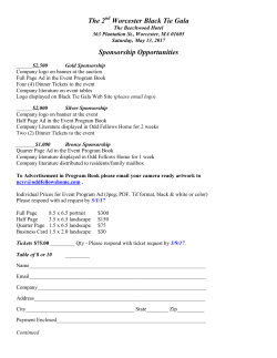 The 2 Worcester Black Tie Gala Sponsorship Opportunities