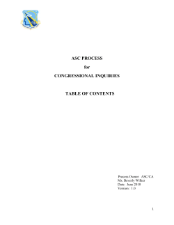 ASC PROCESS for CONGRESSIONAL INQUIRIES TABLE OF