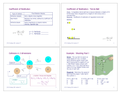 Coefficient of Restitution Coefficient of Restitution: Tennis Ball