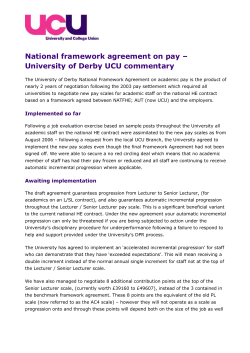 National framework agreement on pay &ndash; University of Derby UCU