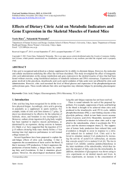 Effects of Dietary Citric Acid on Metabolic Indicators and Gene