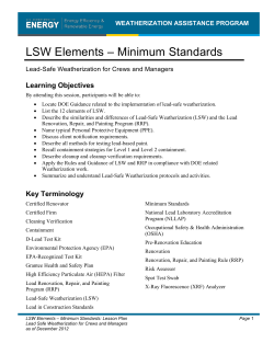Lead Safe Weatherization Elements