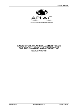 a guide for aplac evaluation teams for the planning and conduct of