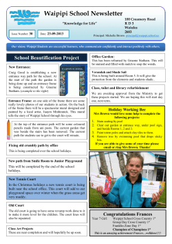 Newsletter 30: Monday 23rd September