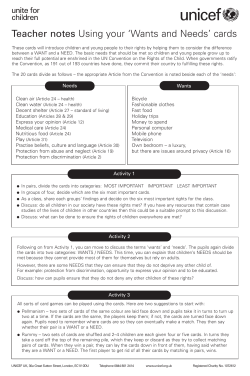 Wants and Needs Cards and Activities