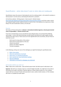 Quantification &ndash; when data doesn`t exist or when data are inadequate