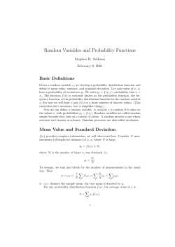 Random Variables and Probability Functions