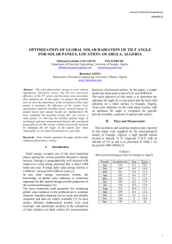 optimization of global solar radiation of tilt angle for solar panels