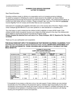 Meal Benefit Form - Child and Adult Care Food Program (CA Dept of