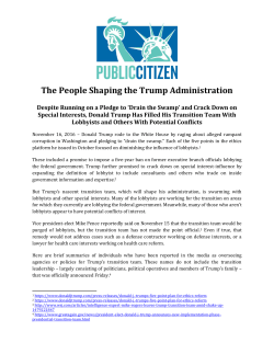The People Shaping the Trump Administration