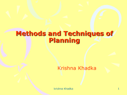 Methods and Techniques of Planning