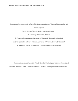 EMOTION AND SOCIAL COGNITION Interpersonal