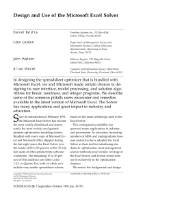 Design and Use of the Microsoft Excel Solver