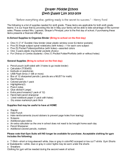 Strayer Middle School Sixth Supply List 2013
