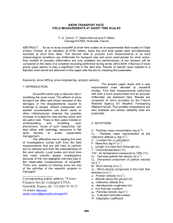 SNOW TRANSPORT RATE: FIELD MEASUREMENTS AT SHORT