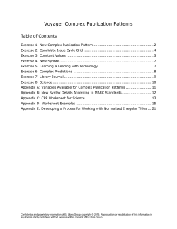 Exercise 1: New Complex Publication Pattern