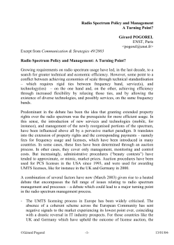 Radio Spectrum Policy and Management A Turning Point? G&eacute;rard