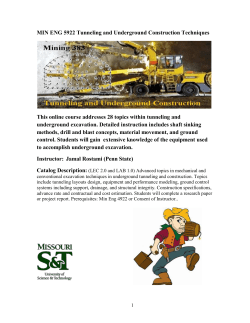 MIN ENG 5922 Tunneling and Underground Construction Techniques