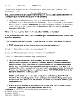 LSC 150 Fall 2008 Handout 21 Instructions for Bibliography