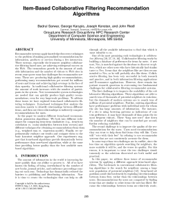 Item-Based Collaborative Filtering Recommendation